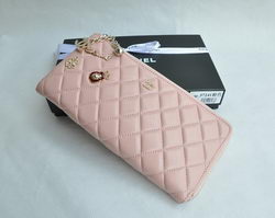 High Quality Chanel Lambskin Leather Zip Around Wallet 37241 Pink